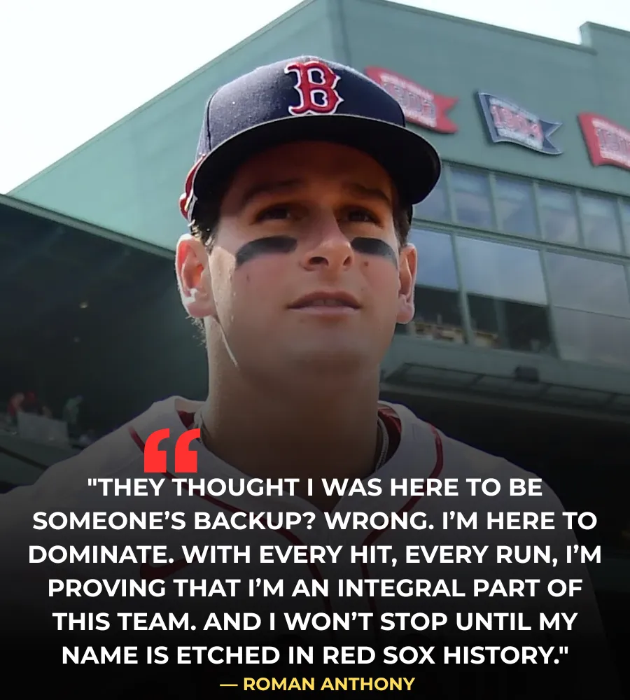 Roman Anthony Climbs Boston Red Sox Leaderboard With Strong Rookie Season