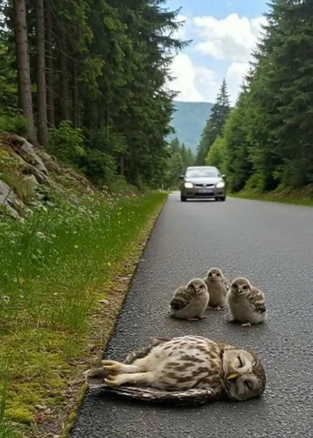 “From Roadside Danger to Freedom: Owl Mom and Chicks Saved”
