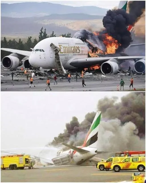 Q Emirates plane crash-lands with 300 aboard; 1 firefighter k.i.l.l.e.d.😱 ... see more.